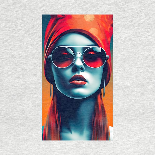 Retro Fashion Girl in Red Shades for hotels, spas, casinos and salon bars by UmagineArts